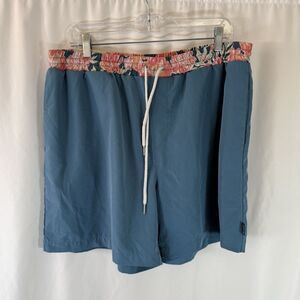 Simply Southern Swim Trunks Men's XL Blue Floral Drawstring Mesh Lined 6" Inseam